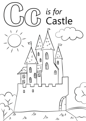 Letter C Is For Castle Coloring Page